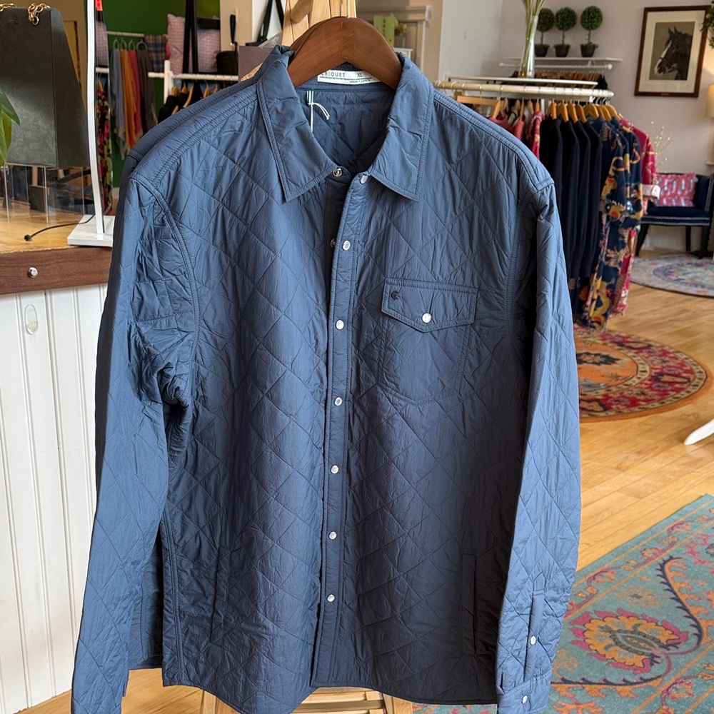 Criquet Men's Quilted Navy Shirt Shacket XL